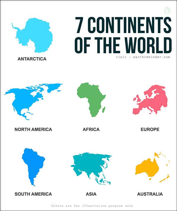 7 Continents And 5 Oceans Of The World Earth Reminder