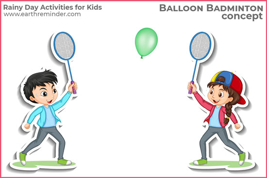 kids playing balloon badminton
