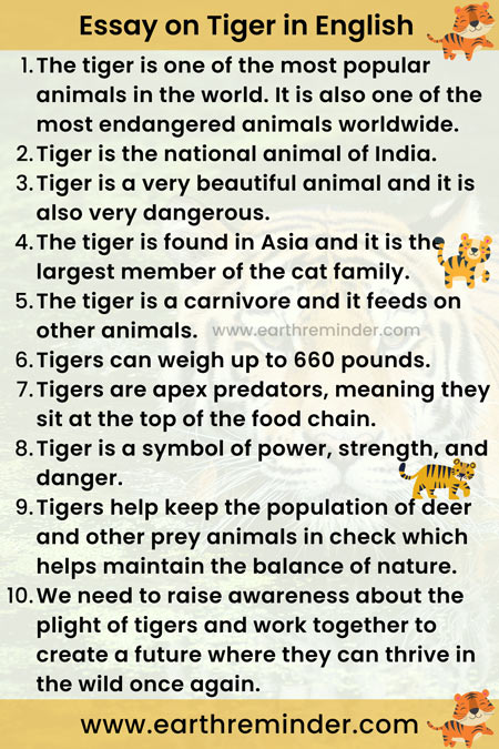 Best Essay on Tiger in English for Class 3 to 5 | Earth Reminder