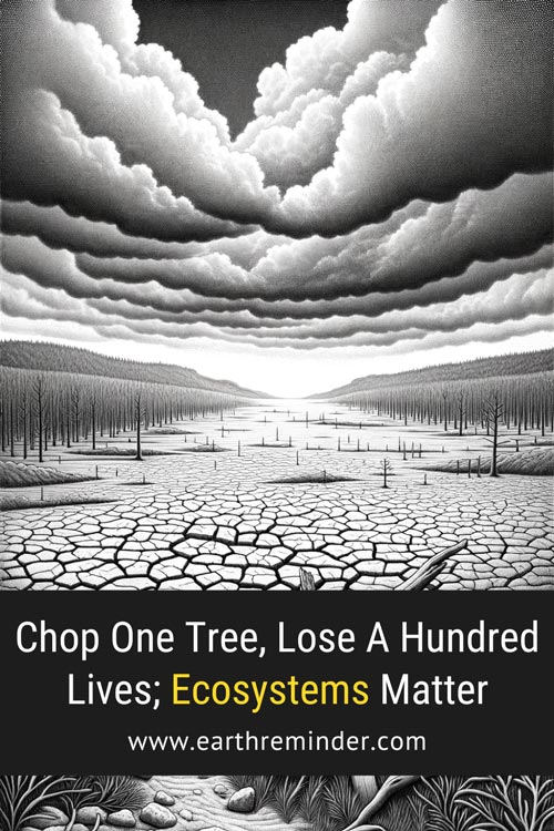Chop one tree lose a hundred lives, ecosystems matter.