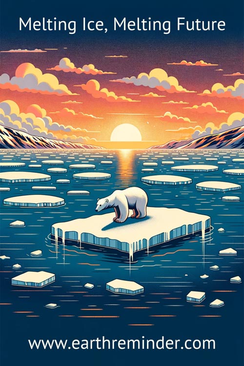 Melting ice melting future. Climate change poster.