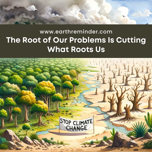 The root of our problems is cutting what roots us. Stop climate change.
