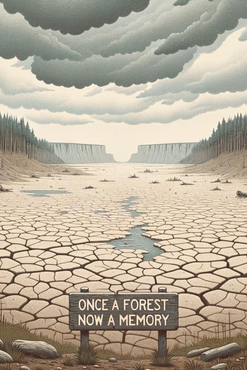 Once a forest now a memory due to deforestation and climate change