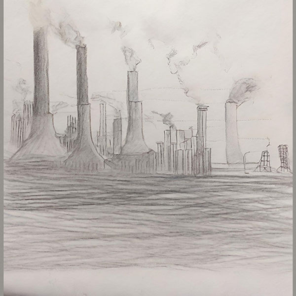 climate change pencil sketch drawing