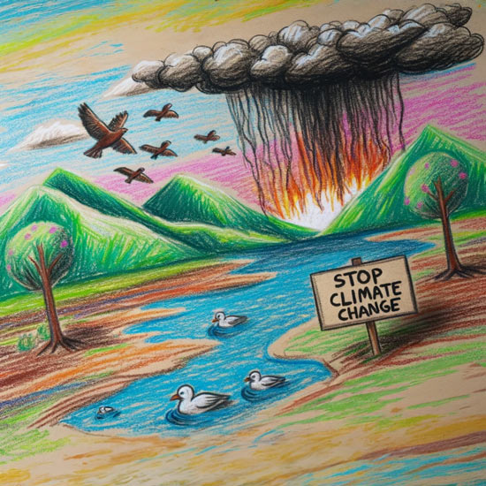 environment and climate change drawing