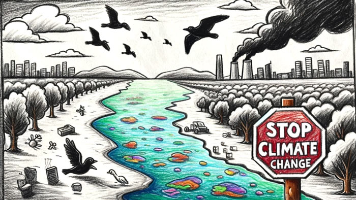 environment and climate change drawing