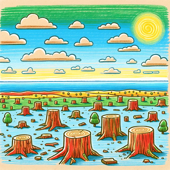 deforestation cartoon drawing