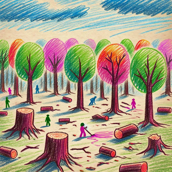 deforestation drawing pictures
