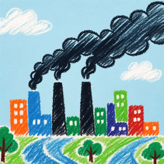 air pollution drawing