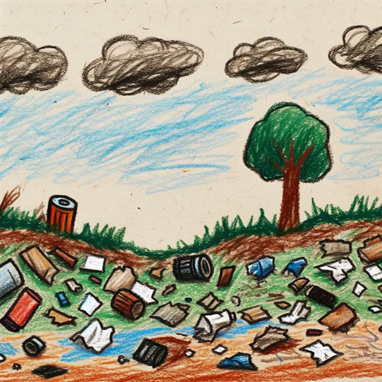 land pollution drawing