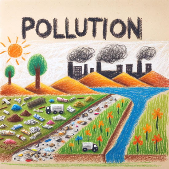 land pollution drawing