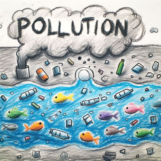 water pollution drawing
