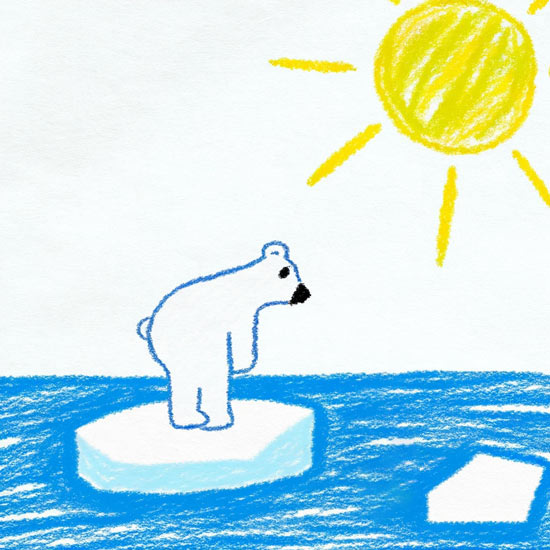 drawing on global warming melting ice