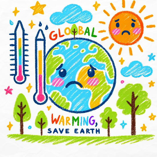 easy drawing on global warming