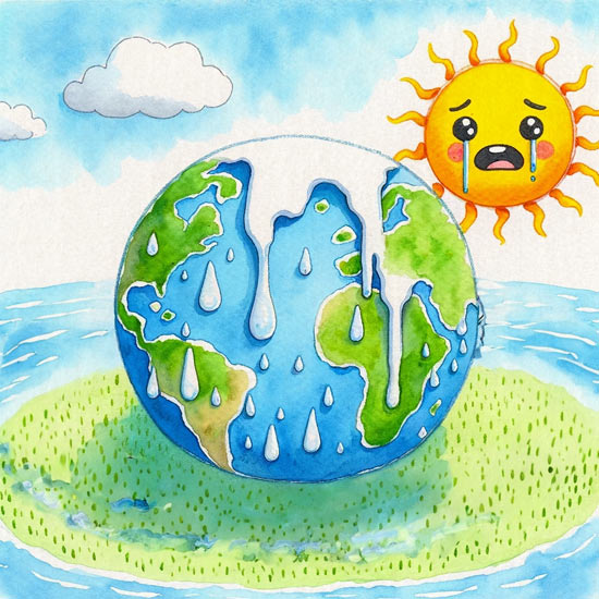 global warming watercolor drawing