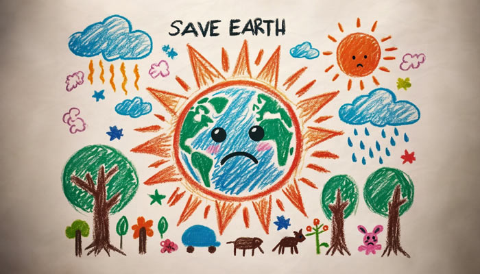 save earth global warming drawing