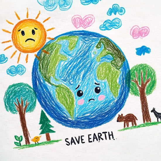 save earth global warming drawing