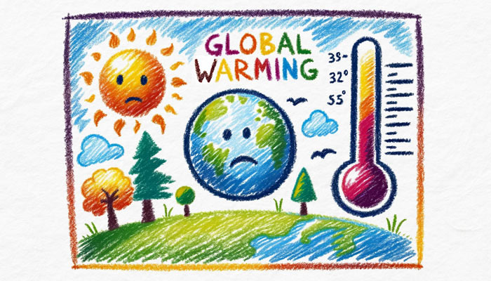 simple drawing on global warming