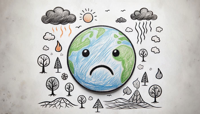 simple drawing on global warming