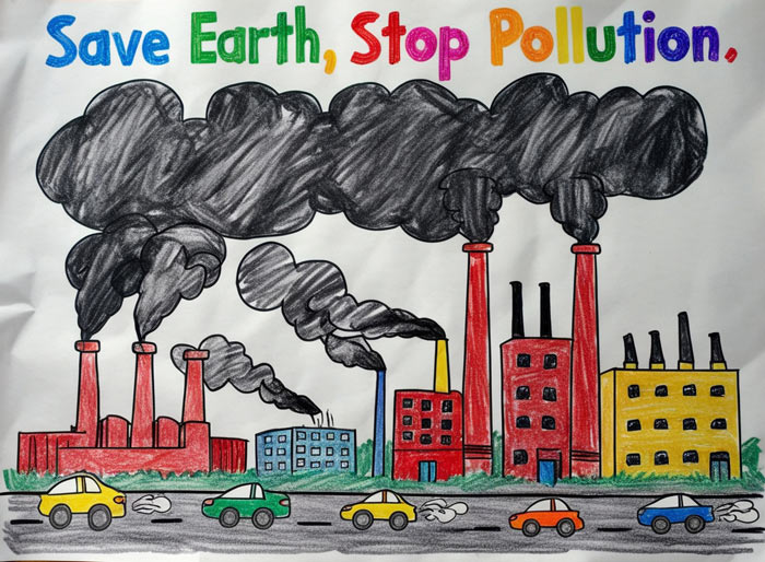 save earth stop pollution drawing