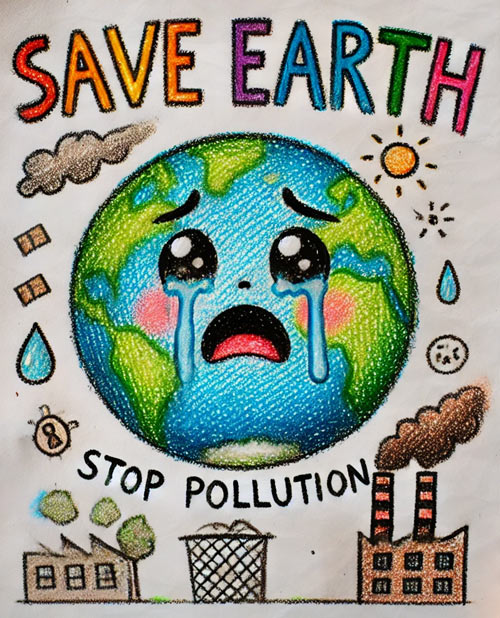 save earth stop pollution drawing