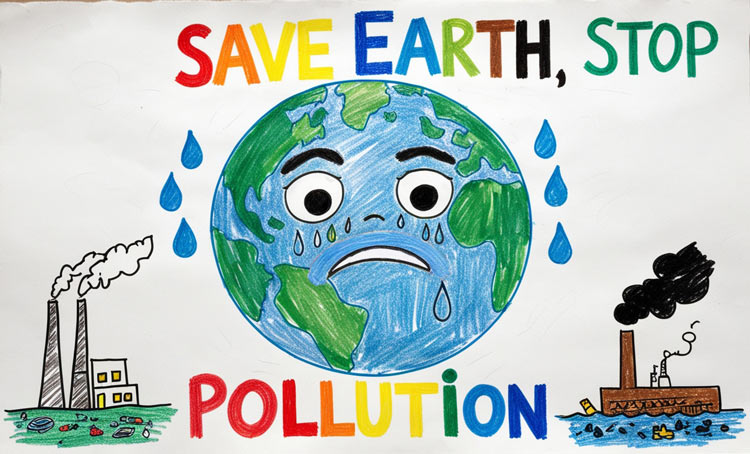 save earth stop pollution drawing