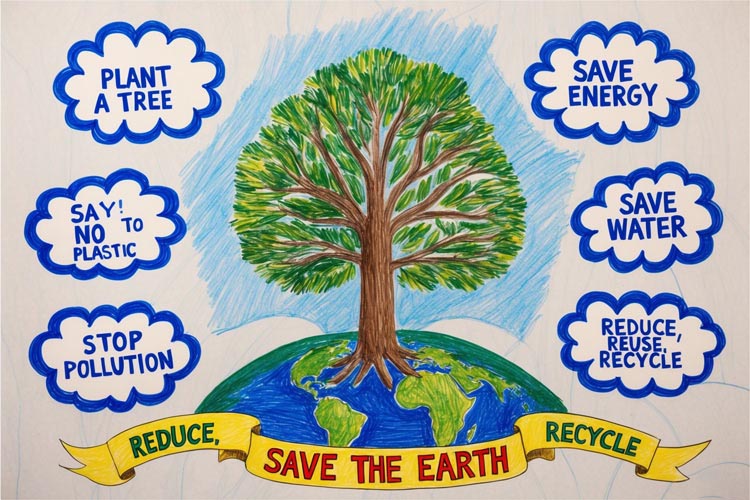 save the earth drawing poster