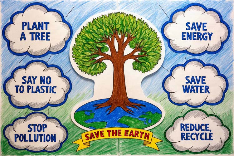 save the earth drawing poster