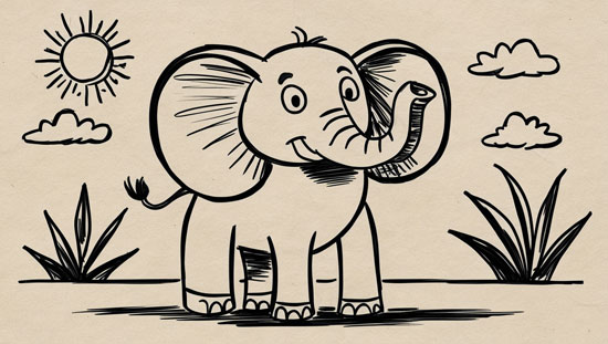 baby elephant drawing
