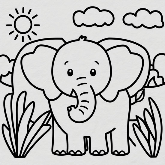 baby elephant drawing