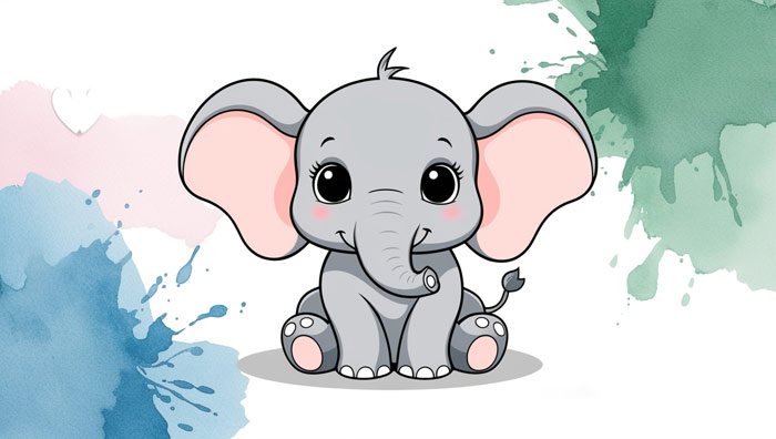 cute baby elephant cartoon drawing