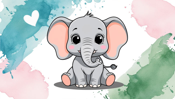 cute baby elephant cartoon drawing