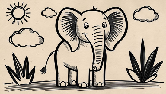 cute elephant drawing