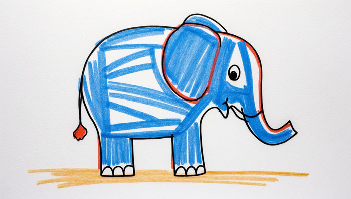 easy and cute elephant drawing with color