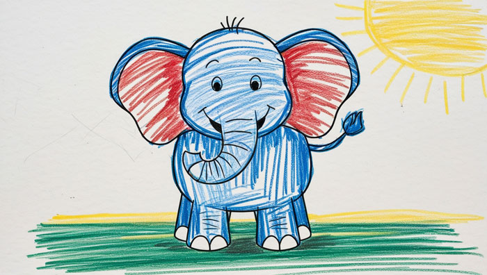 easy and cute elephant drawing with colour