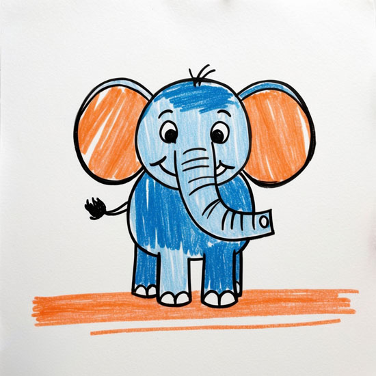 easy and cute elephant drawing with color