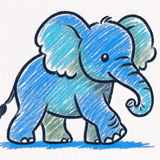 easy and cute elephant drawing with color
