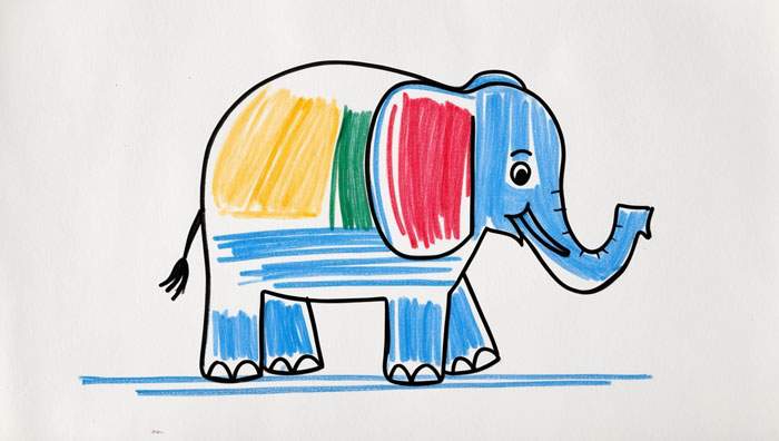 easy and cute elephant drawing with color