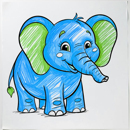 easy and cute elephant drawing with color