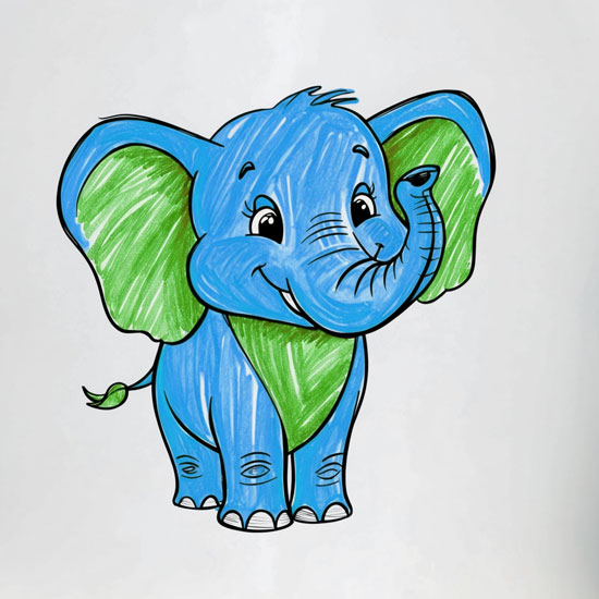 easy and cute elephant drawing with color