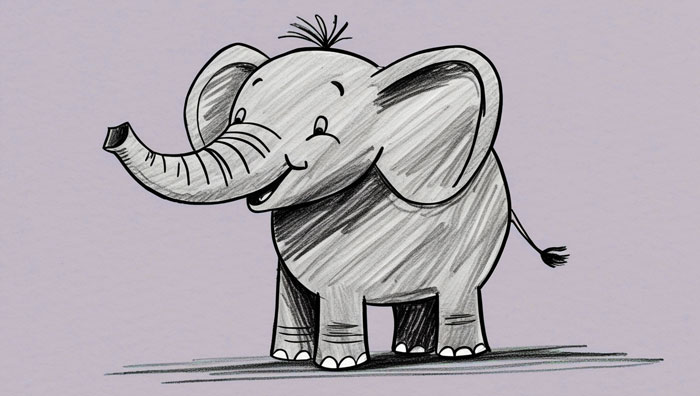 easy elephant pencil drawing