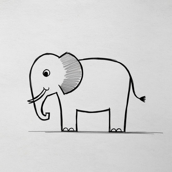 elephant drawing easy