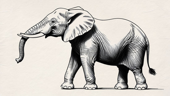 realistic draw of elephant