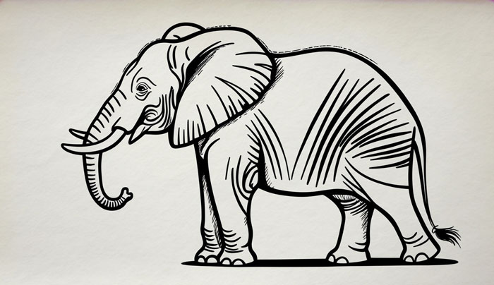 realistic draw of elephant