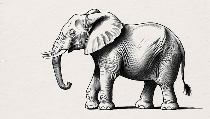 realistic draw of elephant