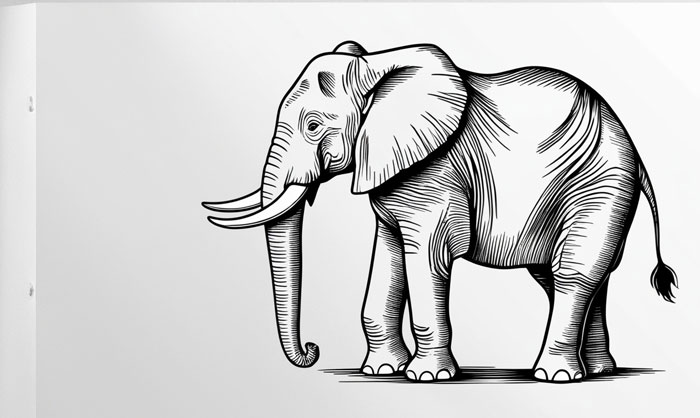 realistic draw of elephant