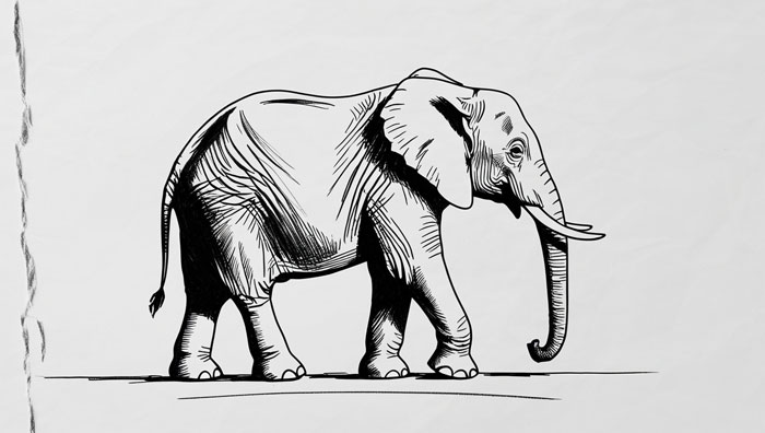 realistic draw of elephant