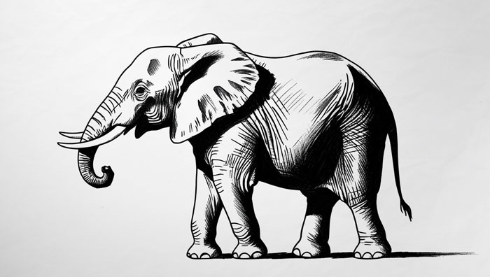realistic draw of elephant