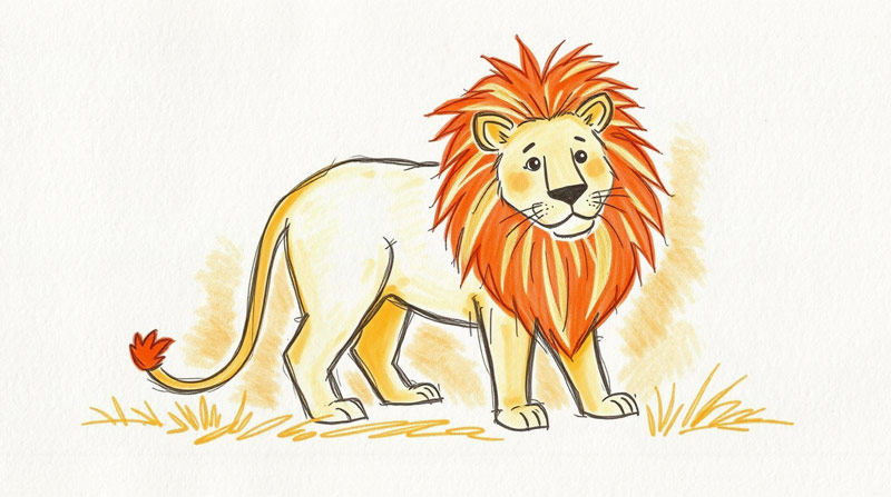 lion drawing easy