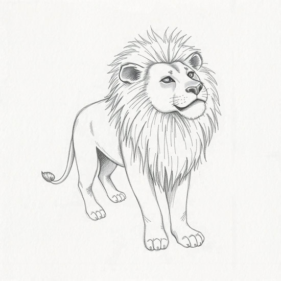 professional full body lion drawing 